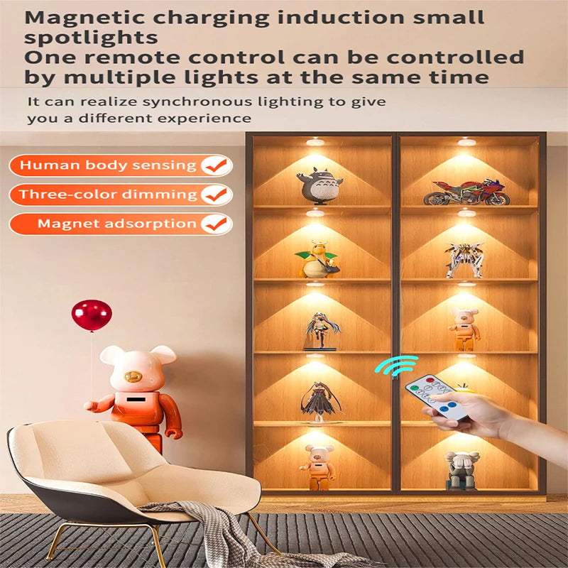 Lámpara LED con sensor de movimiento para debajo de armarios, regulable, recargable, luz nocturna para escaleras, armarios, habitaciones, pasillos, tubo, barra, bombilla detectora