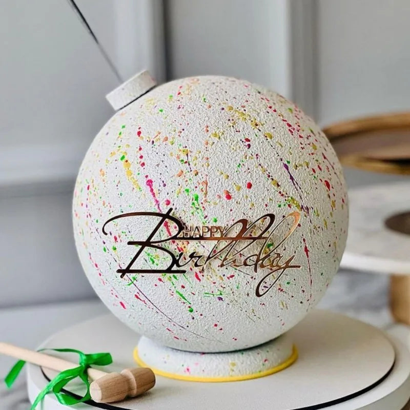 New Simple Style Happy Birthday Cake Topper Flank Footless Gold Acrylic Kids Party Cake Toppers Baby Shower Dessert Decoration