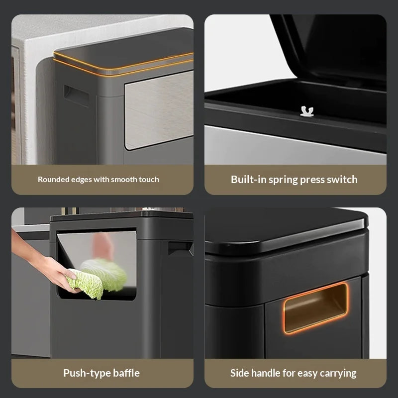 Cubo de Basura con Sensor de Movimiento sin Contacto, Doble Tapa, Manos Libres, Cocina, Gran Capacidad, Exterior, Comercial, Lixeira Baño