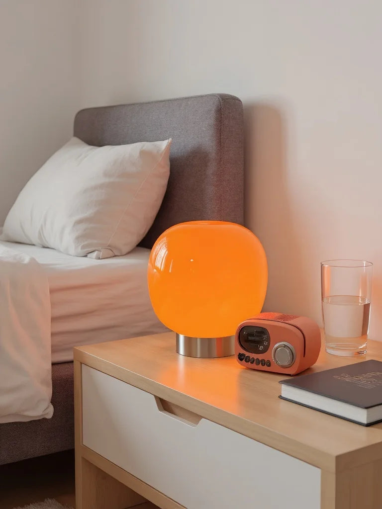 Lámpara de mesa de cristal Macaron para dormitorio de hotel, mesita de noche, sala de estar, atenuación tricromática, decoración, luces de escritorio modernas minimalistas