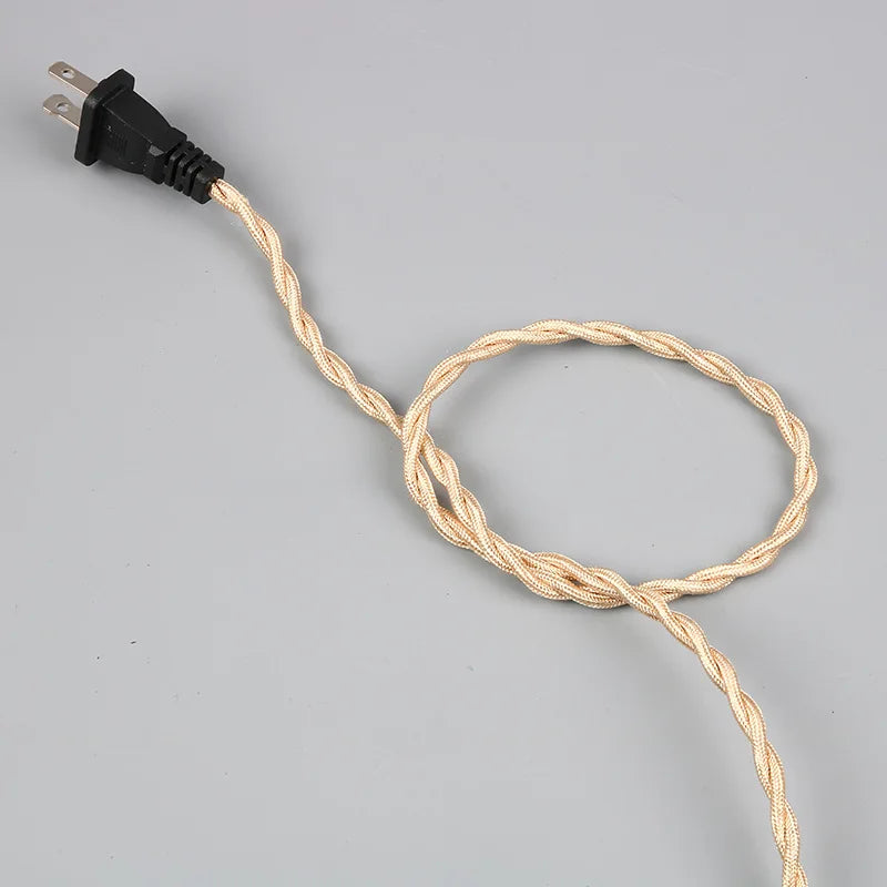 Cable trenzado con portalámparas E27 Cable eléctrico de cuerda Enchufe Cable trenzado vintage con interruptor de encendido/apagado Lámpara colgante