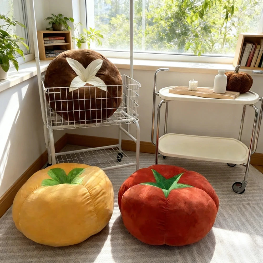 Cojín Engrosado con Almohada en Forma de Tomate, Cojín Redondo de Verduras, Champiñón, Caqui para Asiento de Ventana, Almohadas para Dormitorio