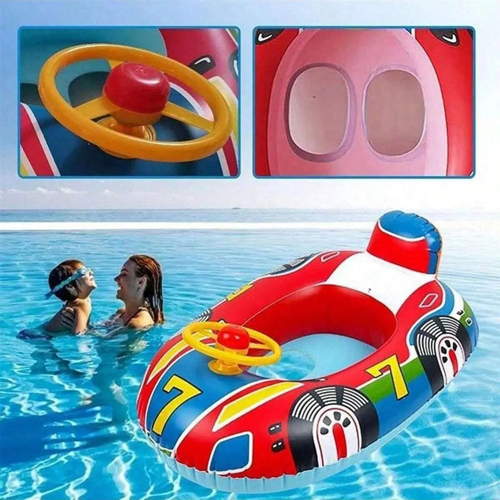 Flotador de piscina para bebé, flotador inflable de verano para playa con diseño de coche bonito, para niños pequeños, anillo de tubo de natación con asas de seguridad