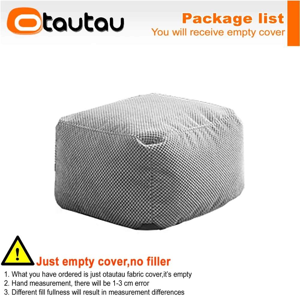 OTAUTAU Sofá Puf de Gofrado Suave de 1-2 Plazas, Funda sin Relleno, Sillón Puf, Sofá Perezoso, Cama Tumbona, Otomana, Taburete SF182