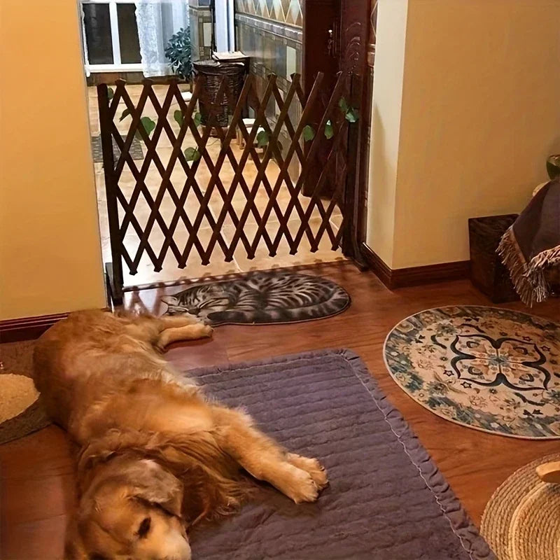 Barrera retráctil de madera para perros y gatos - Fácil instalación, barrera de seguridad interior para el hogar, dormitorio, pasillo y escaleras