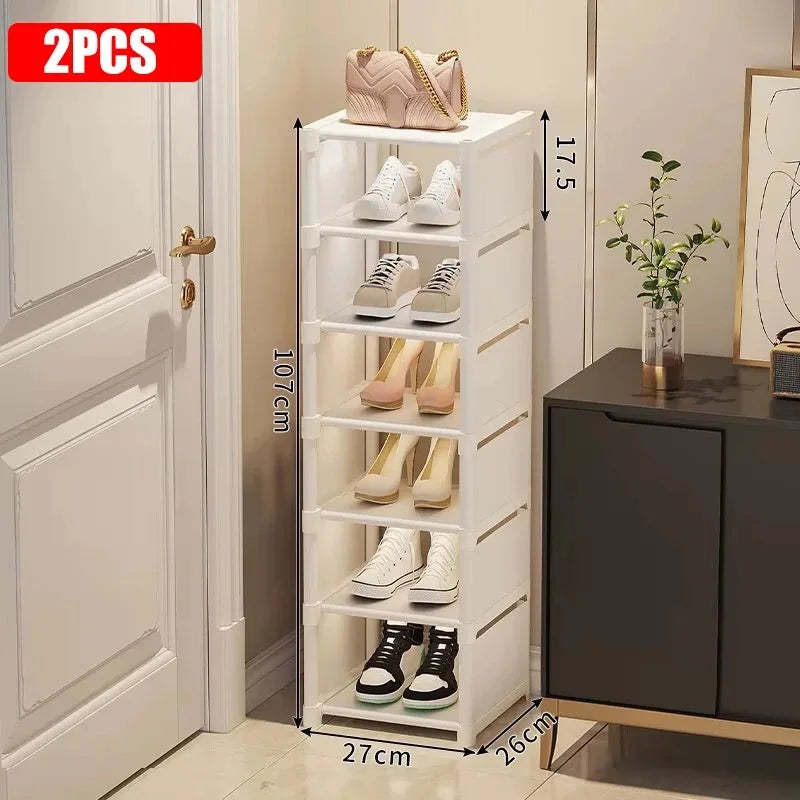 Zapatero apilable Organizador Tela no tejida Ahorro de espacio Entrada/Armario/Almacenamiento debajo de la cama Organización del hogar Fácil montaje