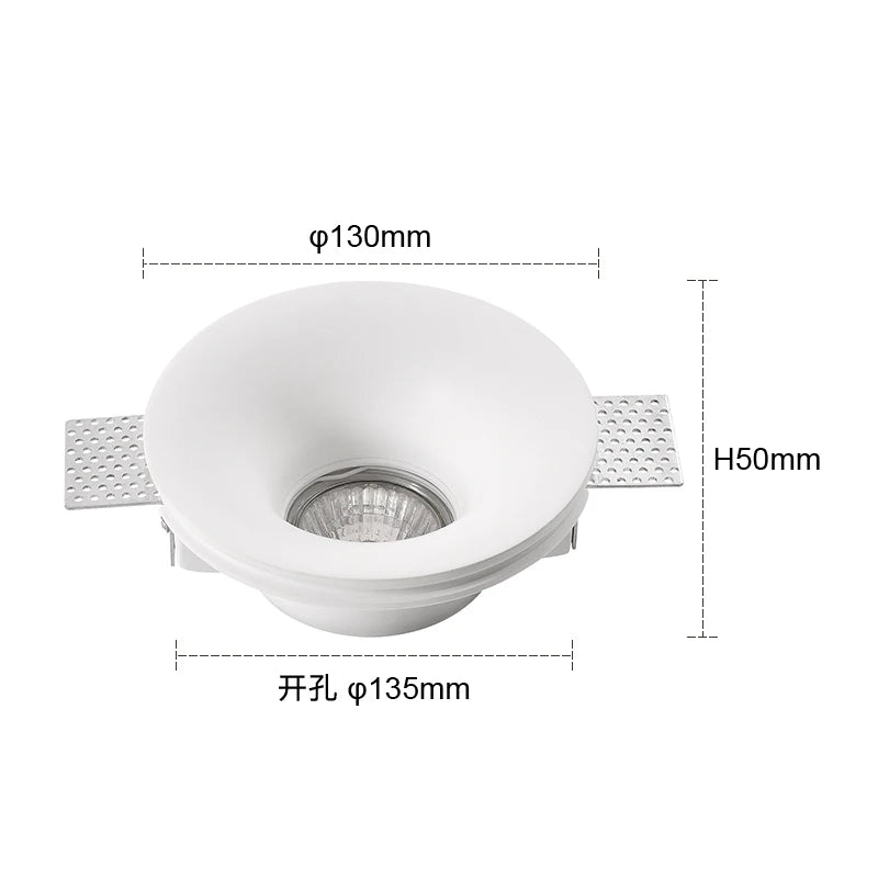 Lámpara de techo empotrable de yeso Downlight GU10 LED antideslumbrante, foco empotrado sin bordes para sala de estar, dormitorio, pasillo, iluminación del hogar