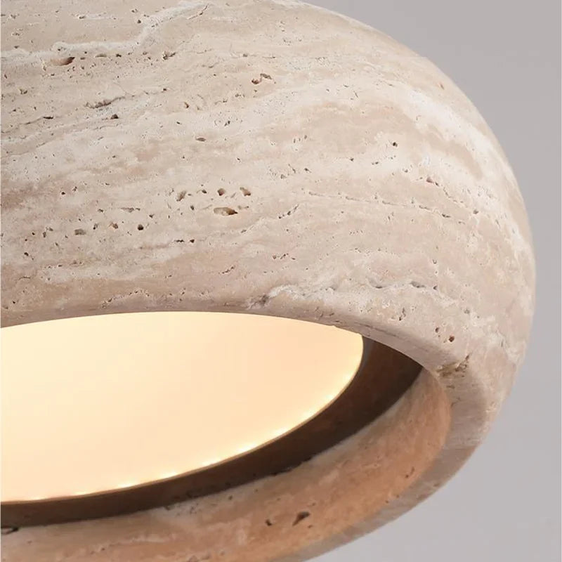 Lámpara colgante de cabecera nórdica minimalista para dormitorio, lámpara de araña de travertino amarillo Wabi Sabi para restaurante, bar, comedor
