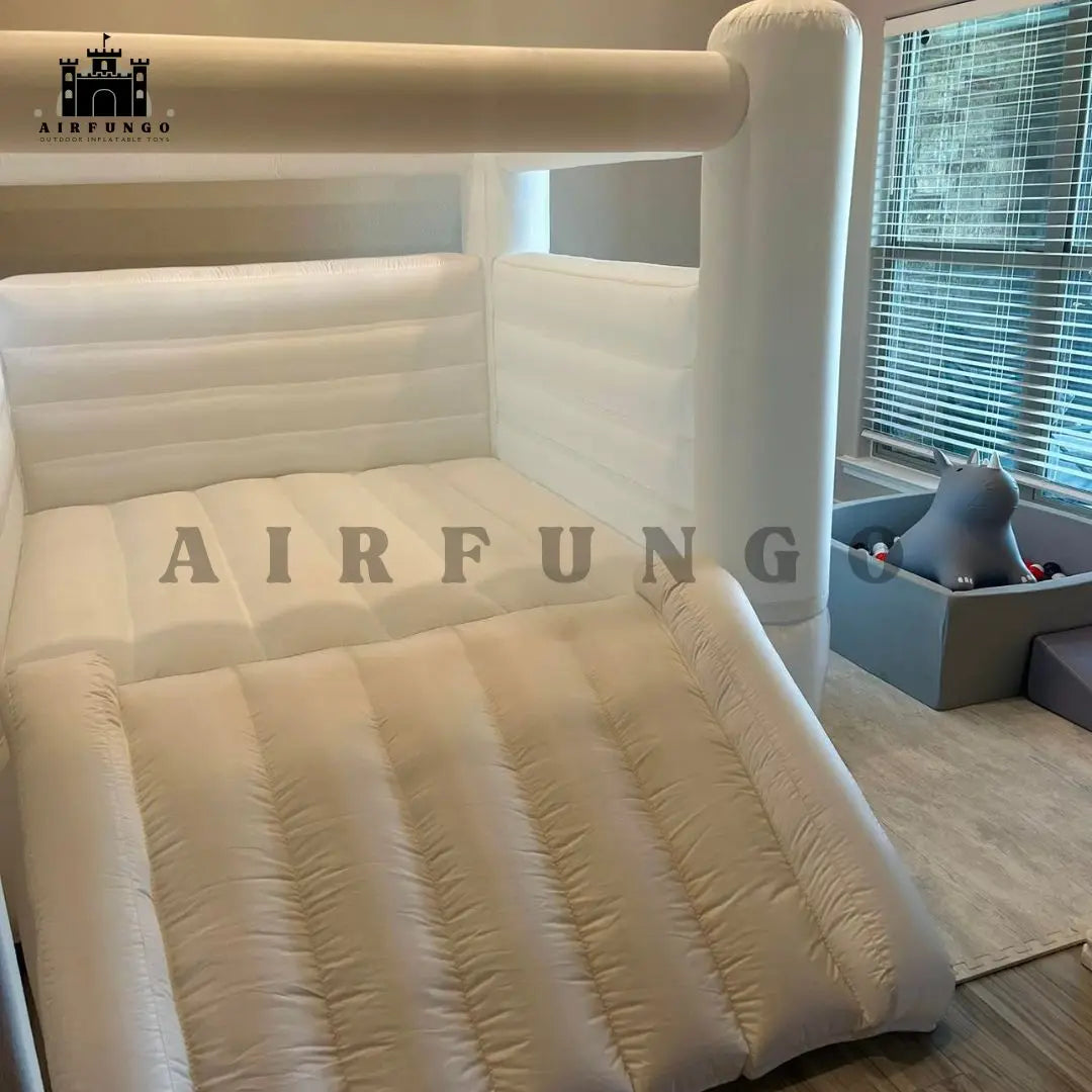 Castillo hinchable blanco de 3,6 m para niños, regalo de cumpleaños, interior, exterior, suave, hinchable, con soplador, personalizable