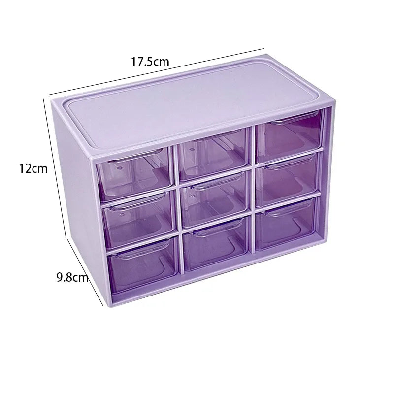 Organizador de escritorio antipolvo de múltiples rejillas - Caja de almacenamiento portátil para joyas, cosméticos, caja organizadora para cajón de escritorio