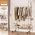 Perchero de pie metálico color crema con ruedas para ropa, sombreros, bolsos, organizador para dormitorio, entrada, pasillo, muebles para el hogar
