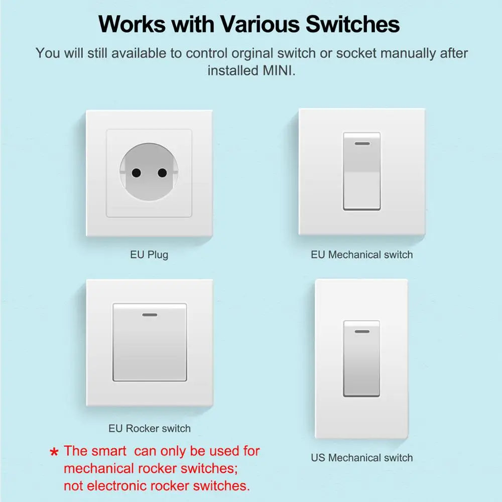 Tuya Mini Interruptor WiFi de 16A, Módulo de Automatización de Casa Inteligente, Control de 2 Vías con App Smart Life, Funciona con Alexa y Google Home