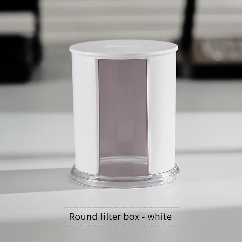 Bincoo Recipiente para guardar papel de filtro para cafetera moca, redondo de 60 mm, cuenco para café molido, papel de filtro de café de 58 mm, ABS lavable, herramienta de barista