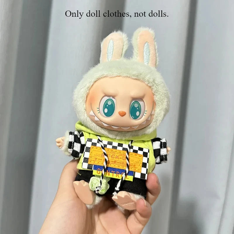 Labubu Doll Clothes Fashion Overalls Labubu doll V1 V2 Dolls Clothing Accessories 15/17cm Plush Doll Universal