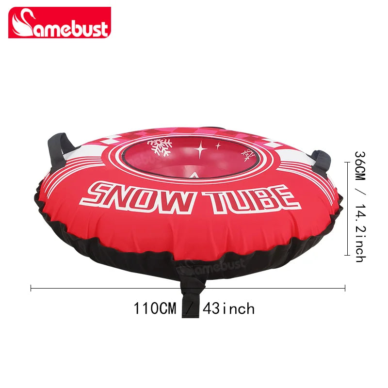 Anillo de esquí inflable Camebust de 47 pulgadas con cubierta de tela Oxford, tubo de nieve de invierno, rojo rosa