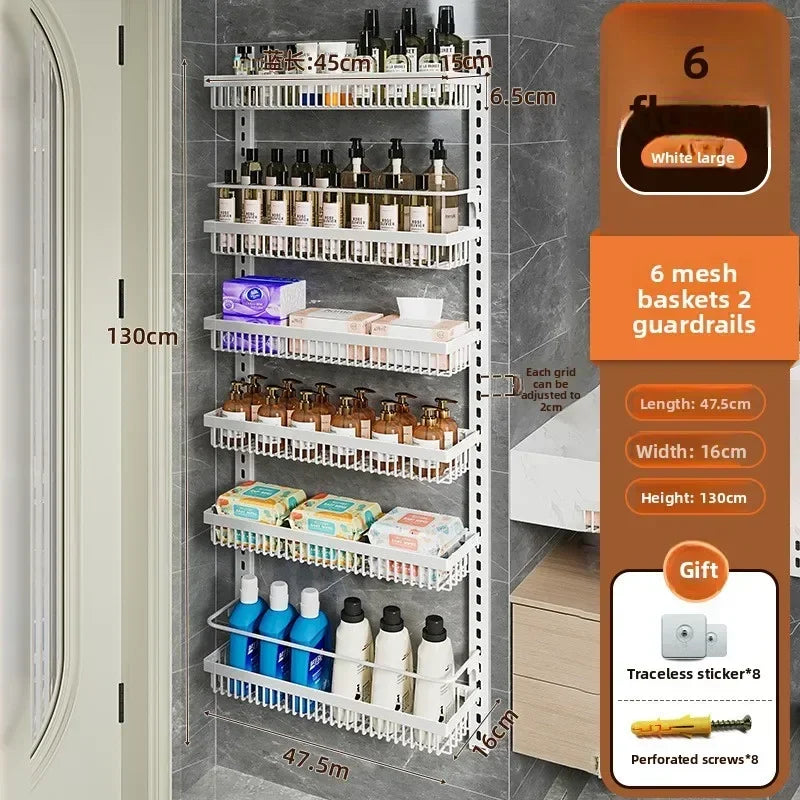 Estante de almacenamiento de especias y condimentos de pared multicapa ajustable para gabinete de cocina, sin perforaciones, para colgar en la pared
