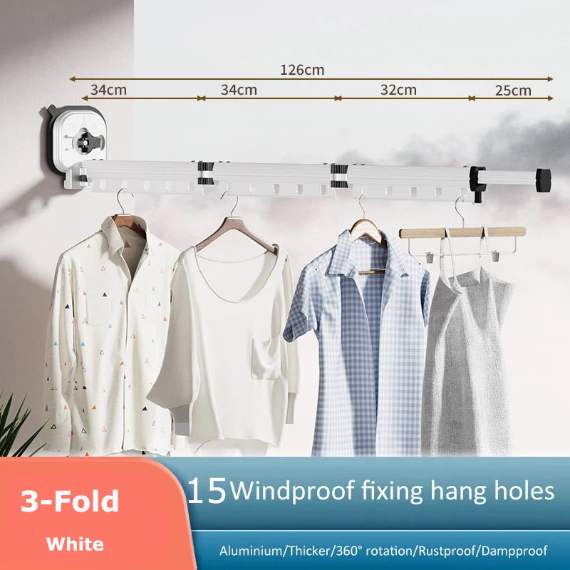 Perchero Plegable de Ropa para Interiores, Tendedero Retráctil, Ahorra Espacio, Tendedero de Ropa para Lavandería Doméstica, Soporte de Ropa Montado en la Pared