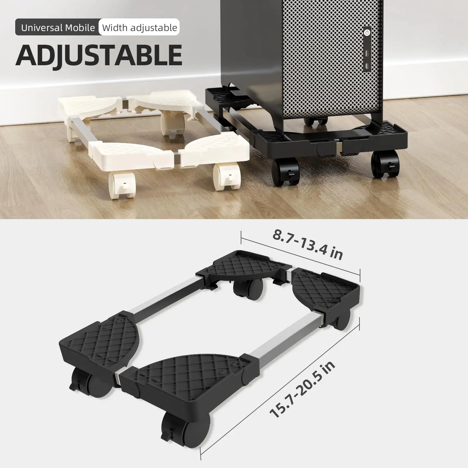 Soporte de computadora para torre de escritorio, se adapta a la mayoría de accesorios de escritorio de PC para juegos, elevador de suelo de PC, soporte de CPU móvil ajustable