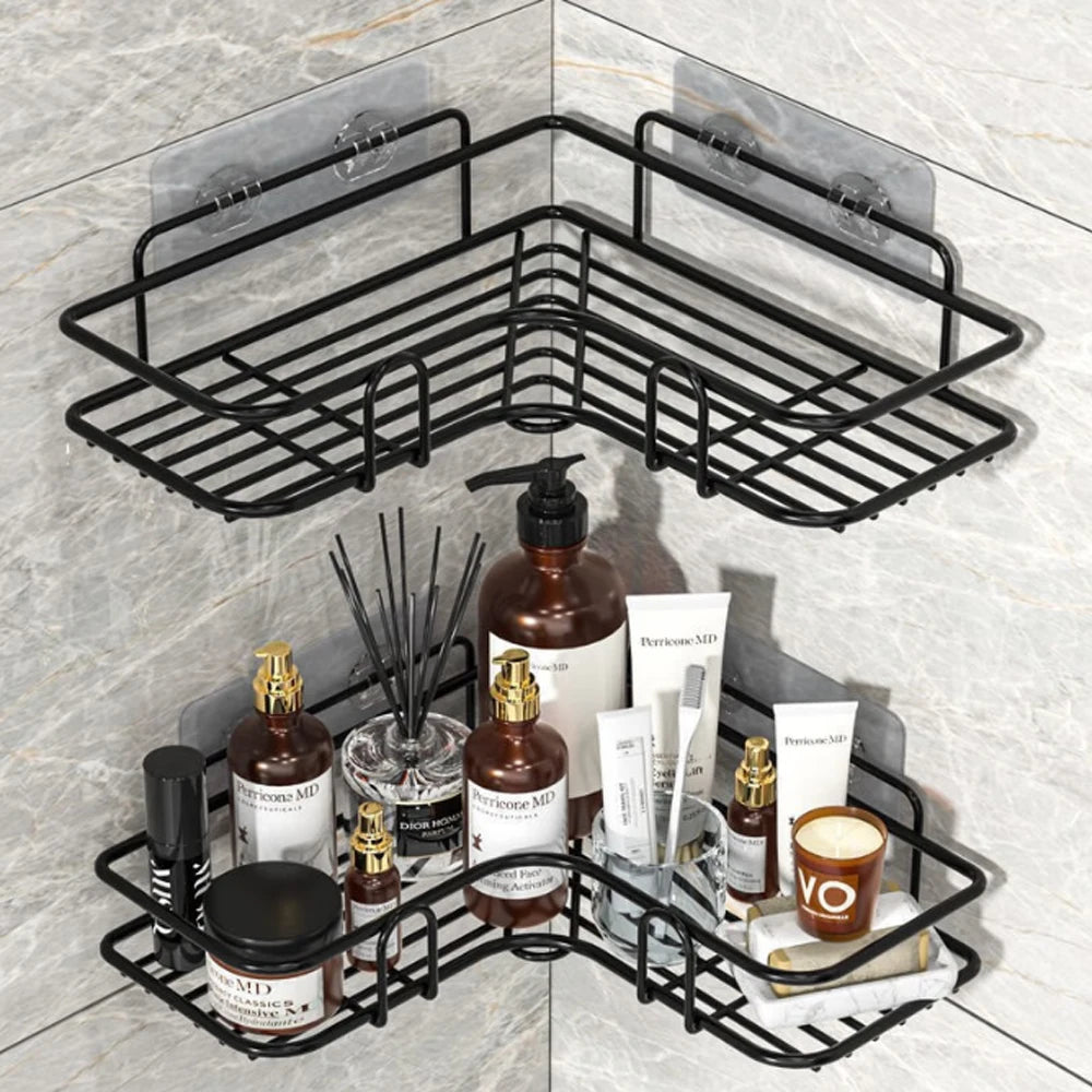 Estante de almacenamiento para inodoro, estantería de baño, esquinera sin taladro, soporte de estante para ducha, soporte de pared para accesorios de baño, organizador de champú