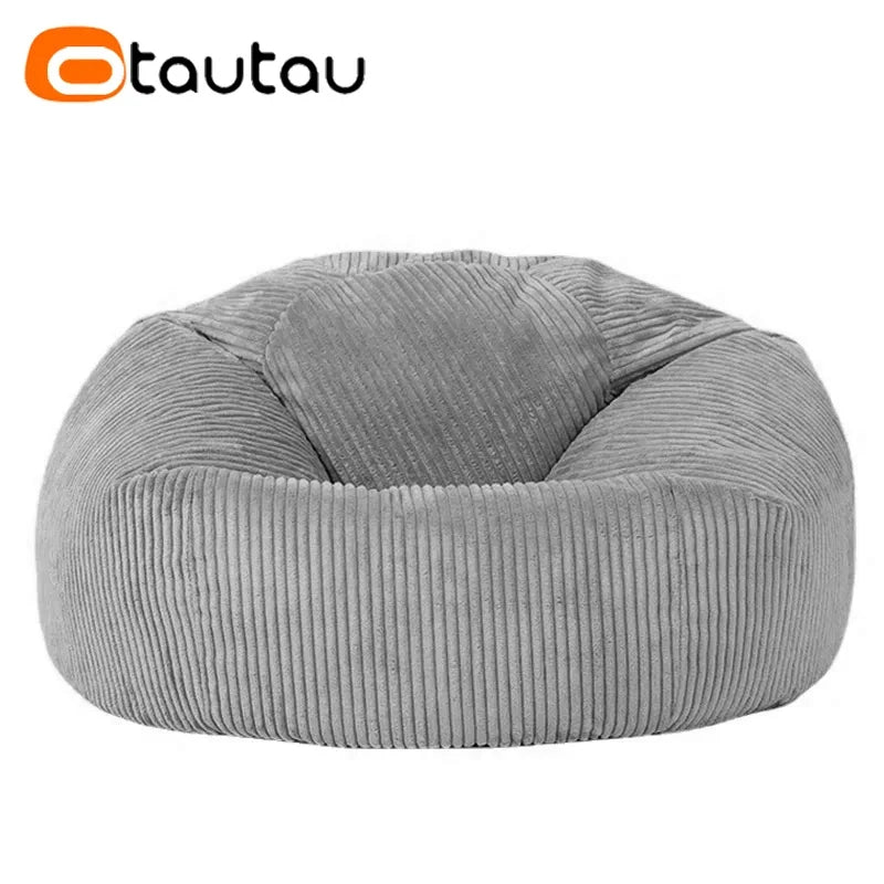 OTAUTAU Funda de puf de pana sin relleno, sillón puff tipo puf de suelo para vagos, puff otomana, tumbona, muebles sin marco DD025