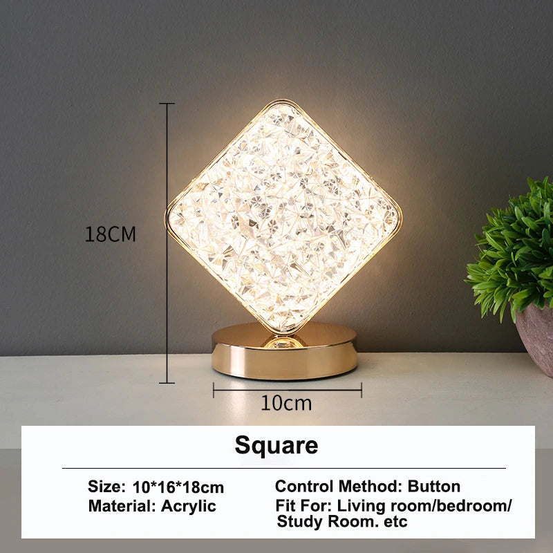 Lámpara de luna 3D táctil de cristal LED para mesita de noche, decoración estética para la habitación de niñas, luz nocturna USB ambiental