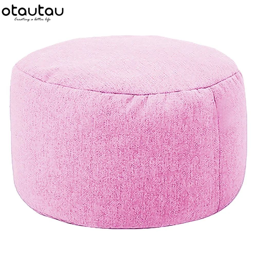 OTAUTAU Linen Bean Bag Chair with Filling Beanbag Pouf Ottoman Footstool Tatami Round Stool Futon Puff Relax Lounge Furniture