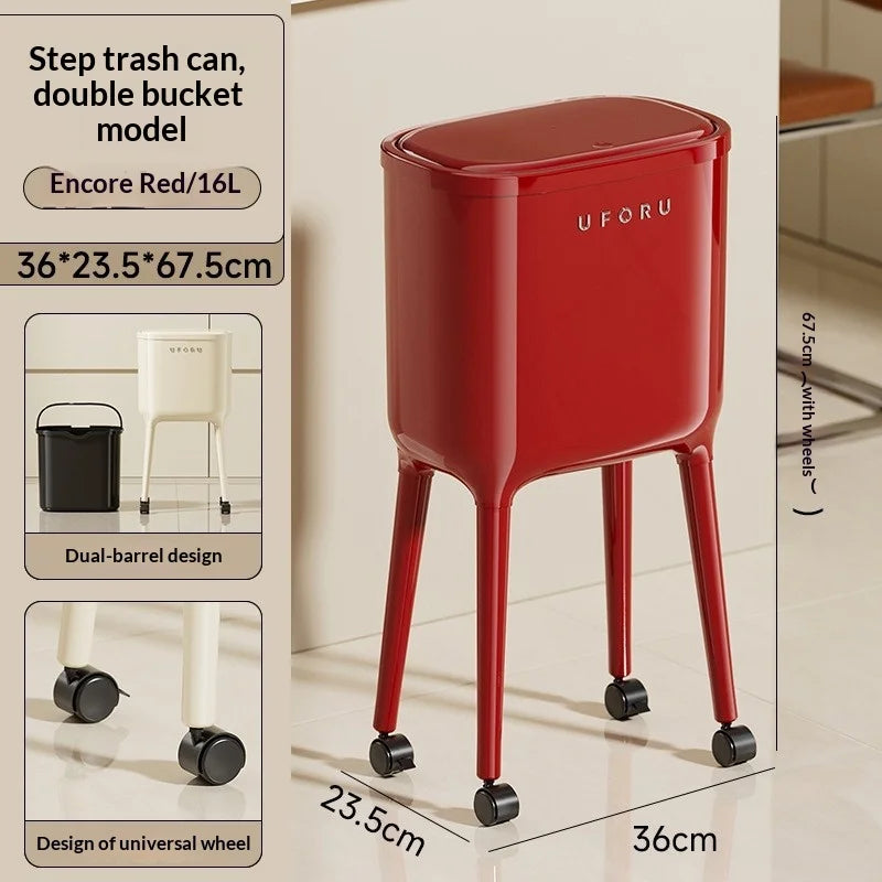 Cubos de basura - Bote de basura con pedal y tapa, gran capacidad, para cocina, baño, sala de estar, cierre suave, para el hogar