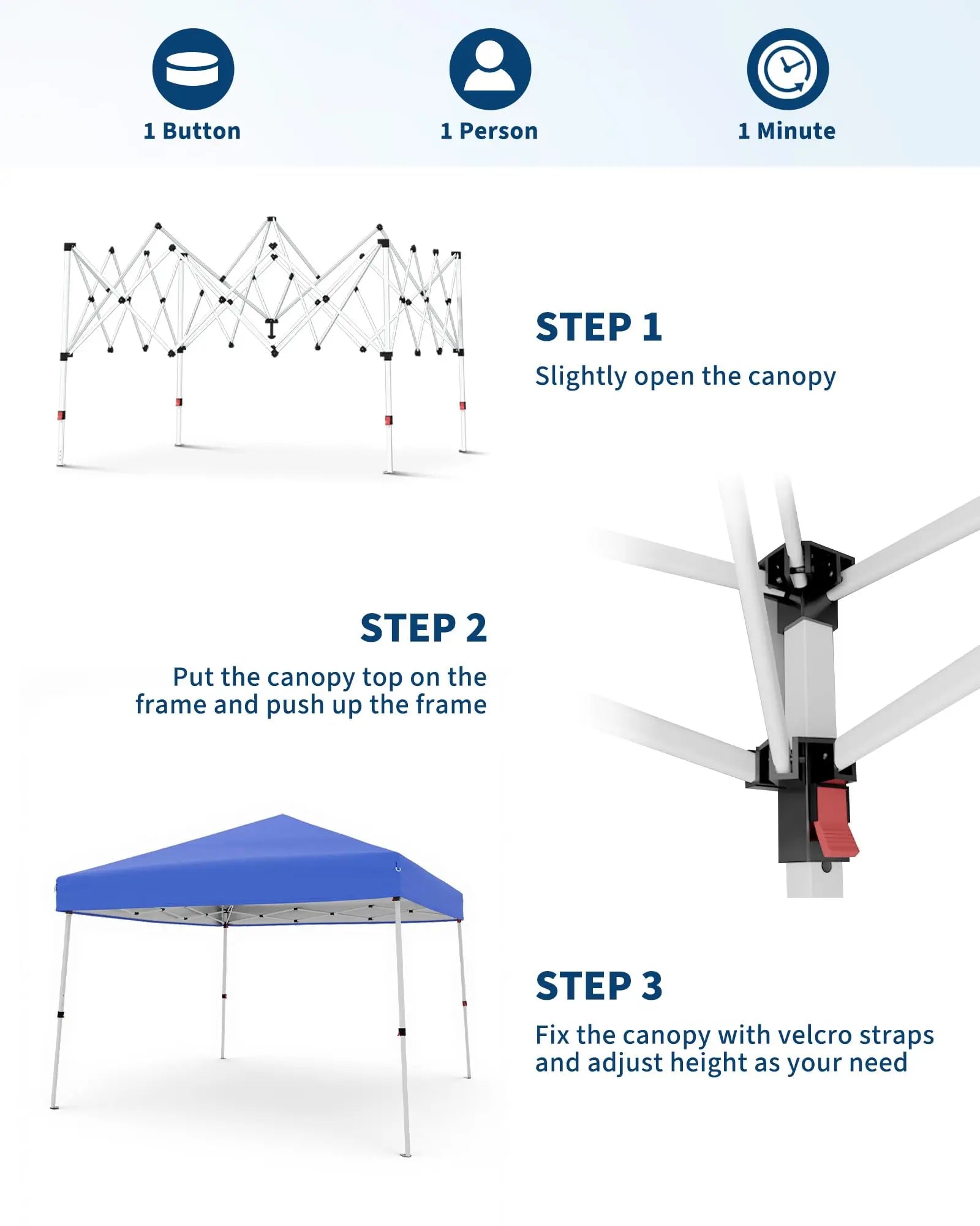 Tienda de campaña plegable de 3 x 3 m, patas inclinadas, refugio instantáneo para exteriores con protección UV, impermeable, con bolsa de transporte para patio, jardín, playa