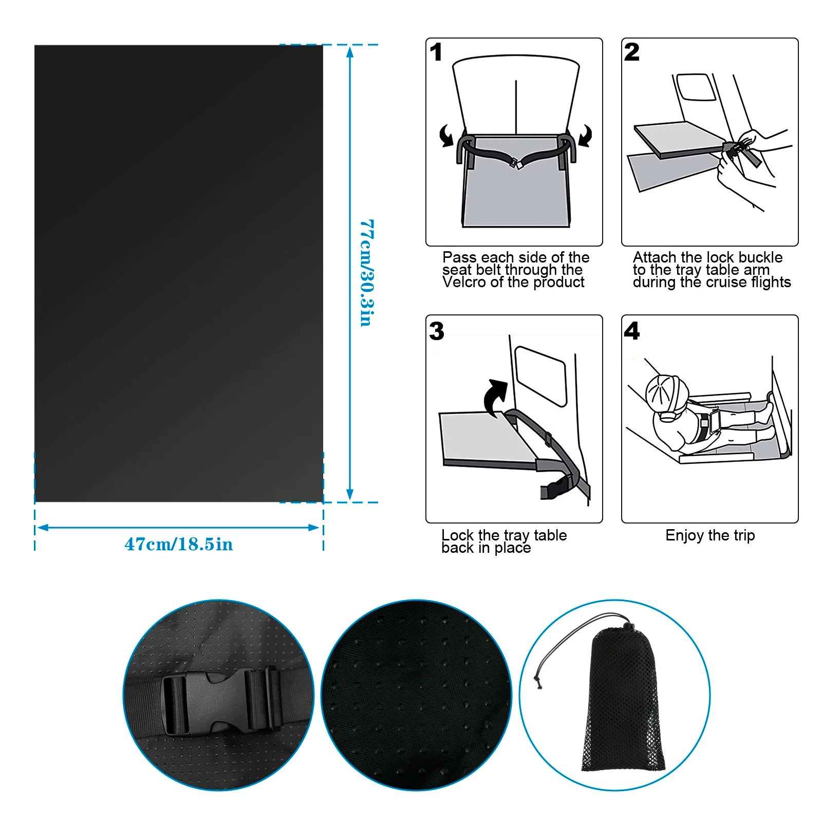 Cama de avión para niños, transpirable, extensor de asiento de avión para niños, reposapiés portátil para aviones, elementos esenciales de viaje, hamaca para pies de avión