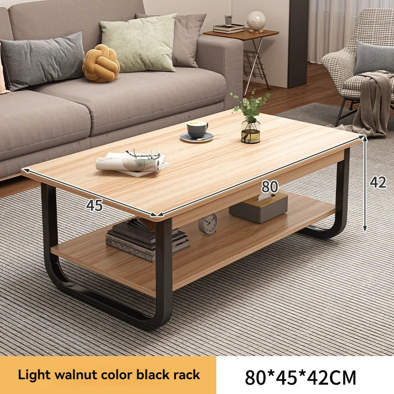 Mesa de centro moderna minimalista, apartamento pequeño, sala de estar, sofá, balcón cercano, mesa de té, habitación de alquiler, mesa de té rectangular