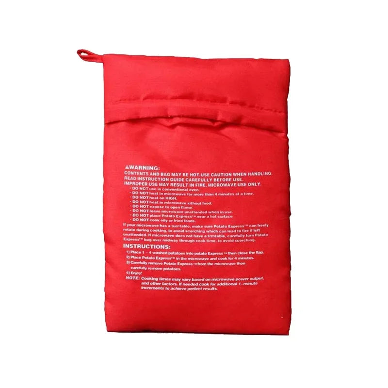 Bolsa de patatas para microondas, reutilizable, cocinador de patatas express para microondas, cocinador de patatas asadas, patatas perfectas en 4 minutos, bolsa de horno roja