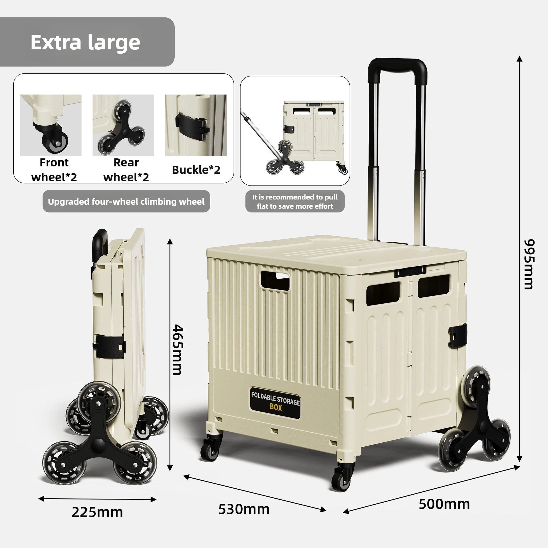 Carrito de compras multifuncional para el hogar, carrito de compras plegable portátil, remolque, camping, caja de almacenamiento de gran capacidad