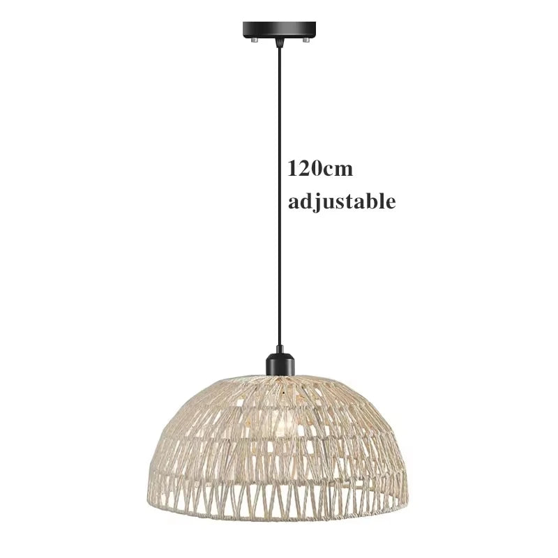 Lámpara de araña de ratán Pantalla de lámpara colgante de mimbre tejido natural para decoración de hogar y restaurante Lámpara de mimbre de bambú tejida a mano