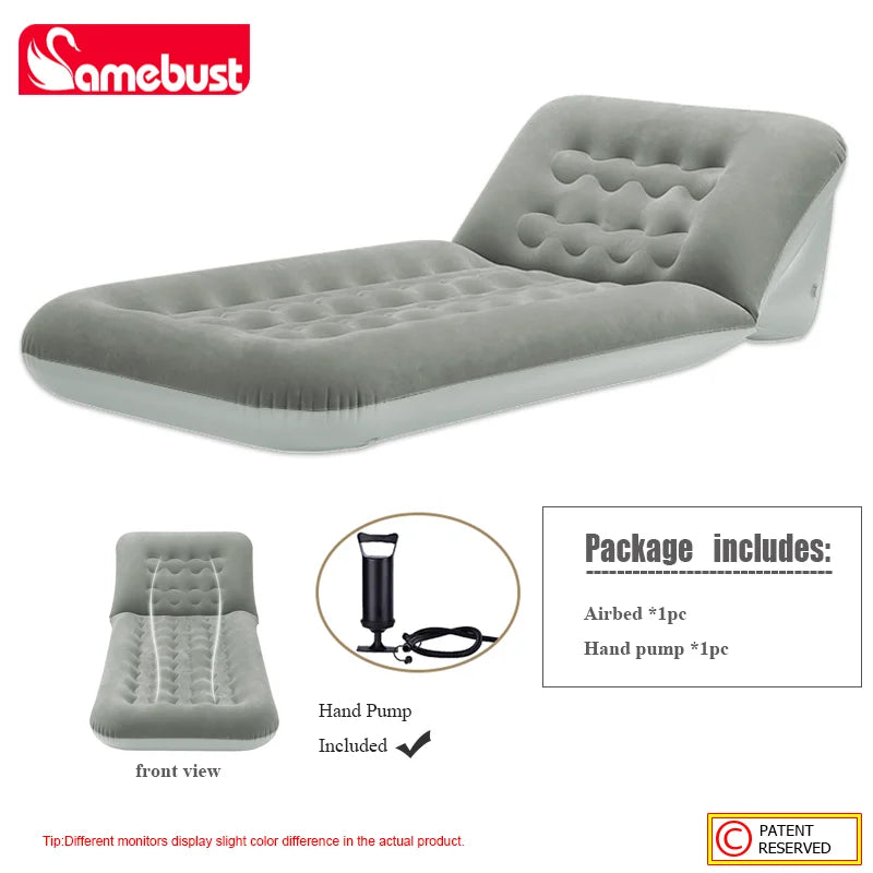 Camebust Colchón de aire hinchable, Colchoneta de camping ajustable para exteriores, Material de PVC flocado engrosado, Colchoneta portátil para dormir de viaje
