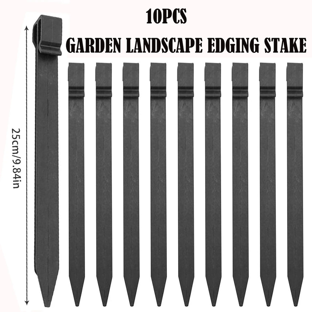 10 unidades de estacas de plástico para cortacésped, estacas para bordes de césped, estacas para paisajismo, estacas para redes de jardín, duraderas