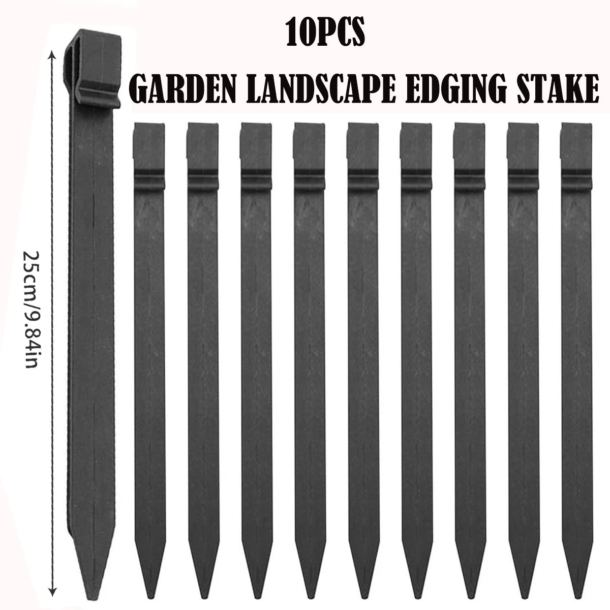 10 unidades de estacas de plástico para cortacésped, estacas para bordes de césped, estacas para paisajismo, estacas para redes de jardín, duraderas