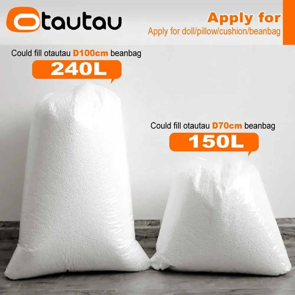 OTAUTAU Relleno de Bolas de EPS de 240 L para Puf de Puf de 3 pies 3-5 mm Cojín de Almohada de Poliéster Bolsa de Frijoles Silla Escena de Nieve TL001