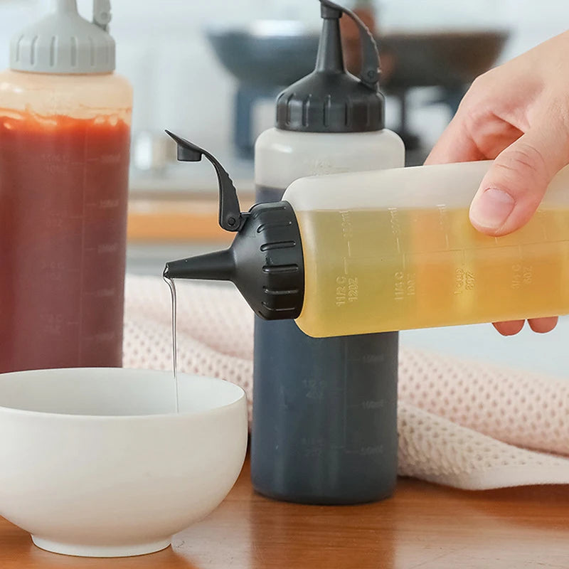 Botellas de condimentos exprimibles grandes de 175ML/350ML con boquillas para ketchup, salsas BBQ, aceite de oliva, dispensador de botellas de salsa exprimible