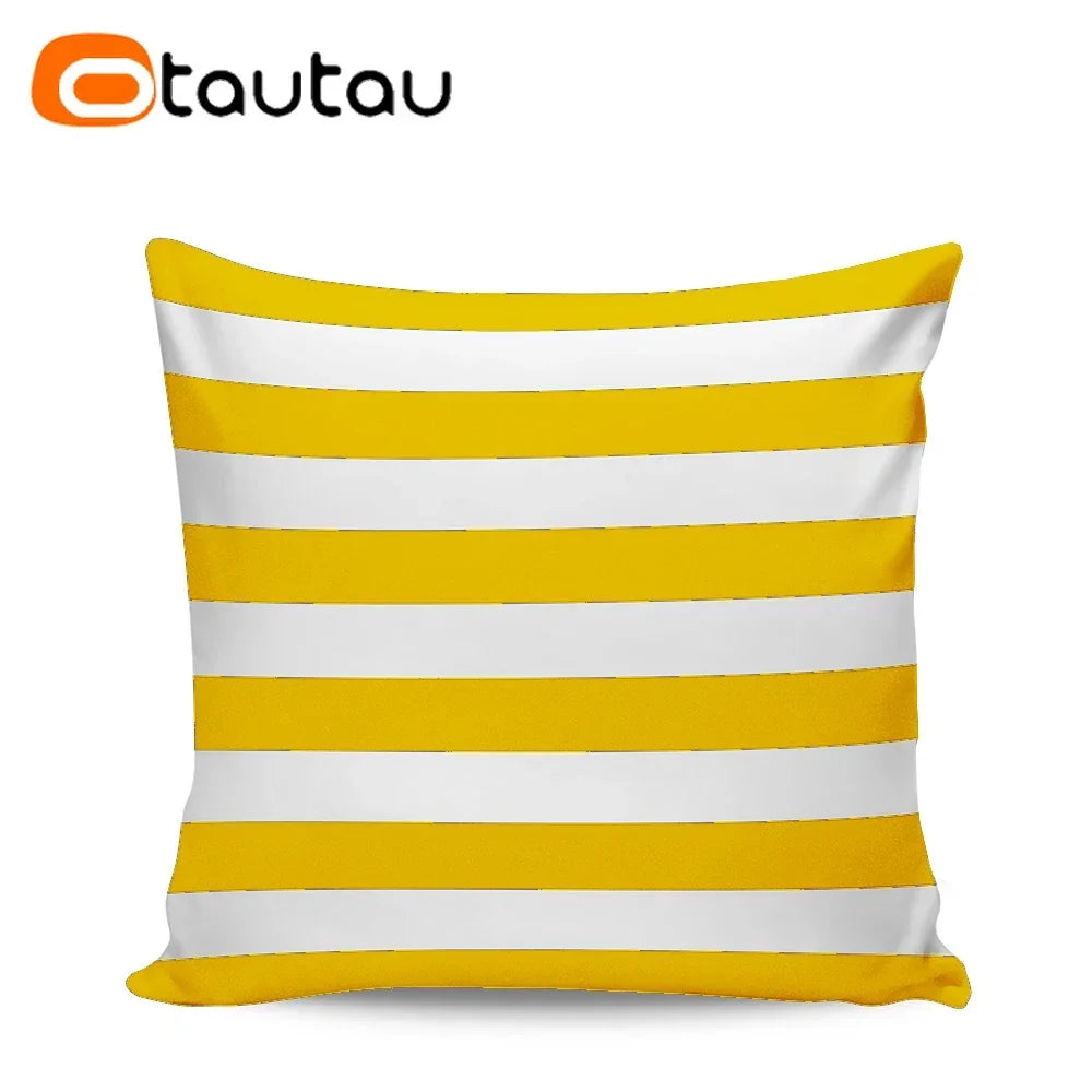 OTAUTAU funda de cojín para sofá de exterior sin relleno, funda de almohada impermeable de tela Oxford a rayas suave para piscina y playa KD021