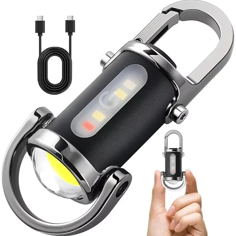 Mini linterna LED portátil para exteriores, lámpara magnética para acampar, pescar, caminar, luz de trabajo con luz de advertencia roja