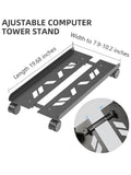 Adjustable Metal Computer Tower Stand, PC Floor Stand with 4 Caster Wheels Fits Most PC, Under Desk CPU Holder PC Floor Cart