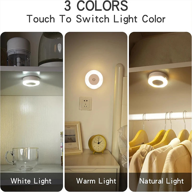 Lámpara portátil con pulsador táctil y regulable en 3 colores, recargable por USB