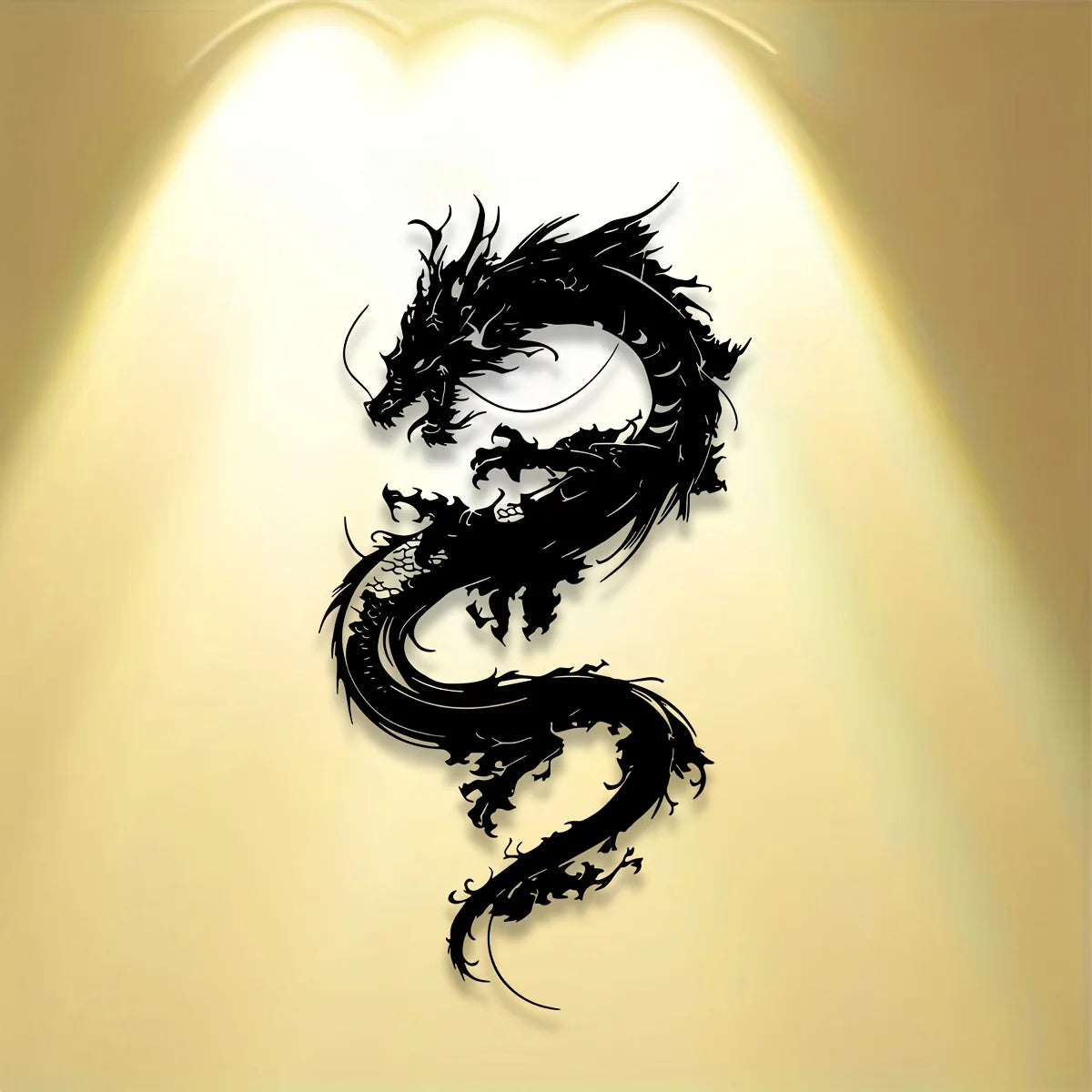 1 Escultura de Pared de Metal Dragón Oriental - Arte de Pared de Hierro Art Déco de 15.75x8.19 Pulgadas, Diseño de Dragón Negro para Hogar, Patio