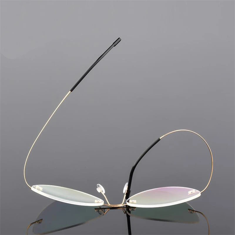 1.61 index Lens Frameless Cat Eye Myopia Eyeglasses Ultralight Rimless Blue Light Blocking Prescription Glasses -0.5 -0.75 to -6