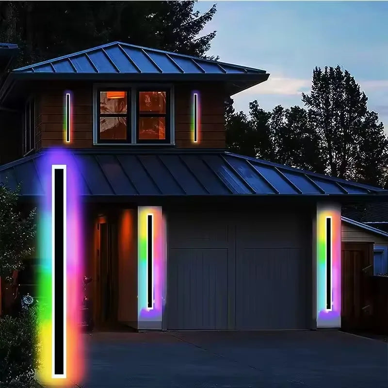 Apliques de pared RGB para exteriores, porche, Navidad, Pascua, fiesta, control remoto inteligente, iluminación decorativa para balcón y terraza, lámpara de pared