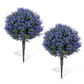 2 Piezas de Arbustos Artificiales de Roble Violeta en Forma de Bola con Copa, Resistentes a los Rayos UV, Plantas Ornamentales para la Decoración de Jardines, Terrazas y Balcones