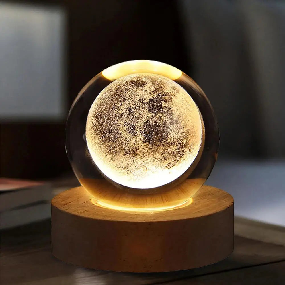 Lámpara 3D de Luces de Cristal RGB Brillante de Planetas y Galaxias, Luz Nocturna de Bola de Cristal, Lámpara de Noche para Decoración del Hogar, Regalo de Navidad