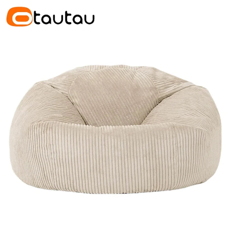 OTAUTAU Funda de puf de pana sin relleno, sillón puff tipo puf de suelo para vagos, puff otomana, tumbona, muebles sin marco DD025