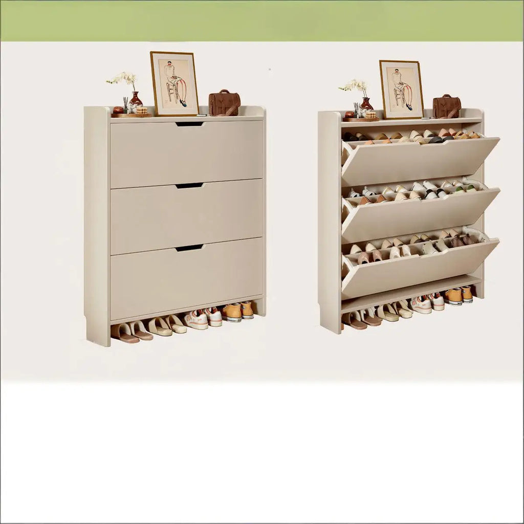 Zapatero de madera maciza ultraplano abatible, para el hogar, puerta de entrada, mueble de almacenamiento para vestíbulo, zapatero de pared estilo nuevo