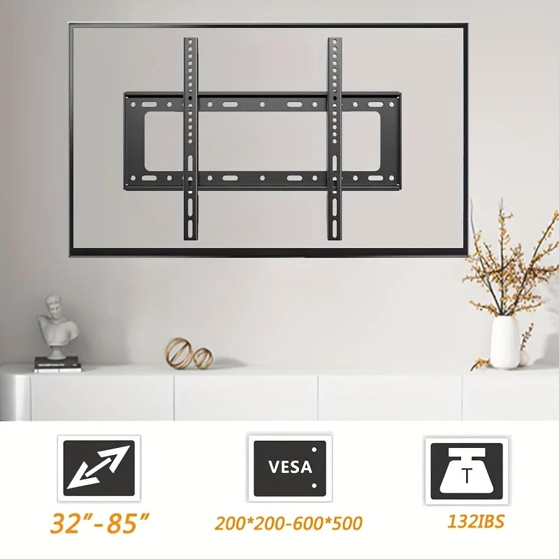 Soporte universal para TV BEISHI, montaje de pared fijo de perfil bajo para la mayoría de televisores planos/curvos de 40"-85" con VESA máximo de 600X500mm y hasta 70kg